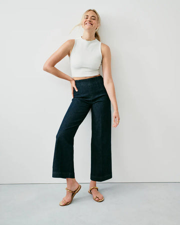 Zero Waistband Cropped Wide Leg Jeans