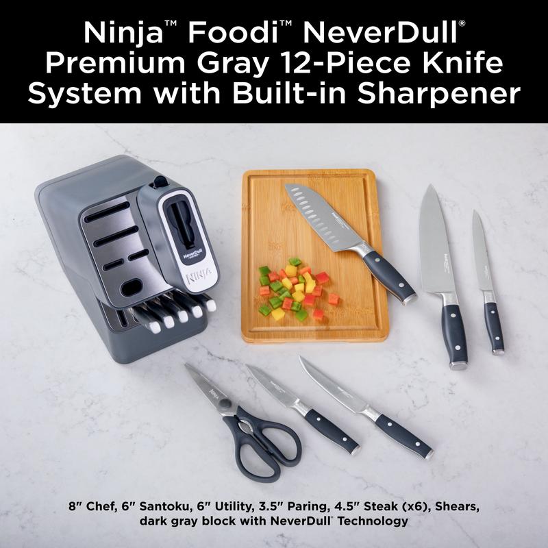 NeverDull Premium 12-Piece German Stainless Steel Knife System with Built-in Sharpener K32012 Kitchen Cutting