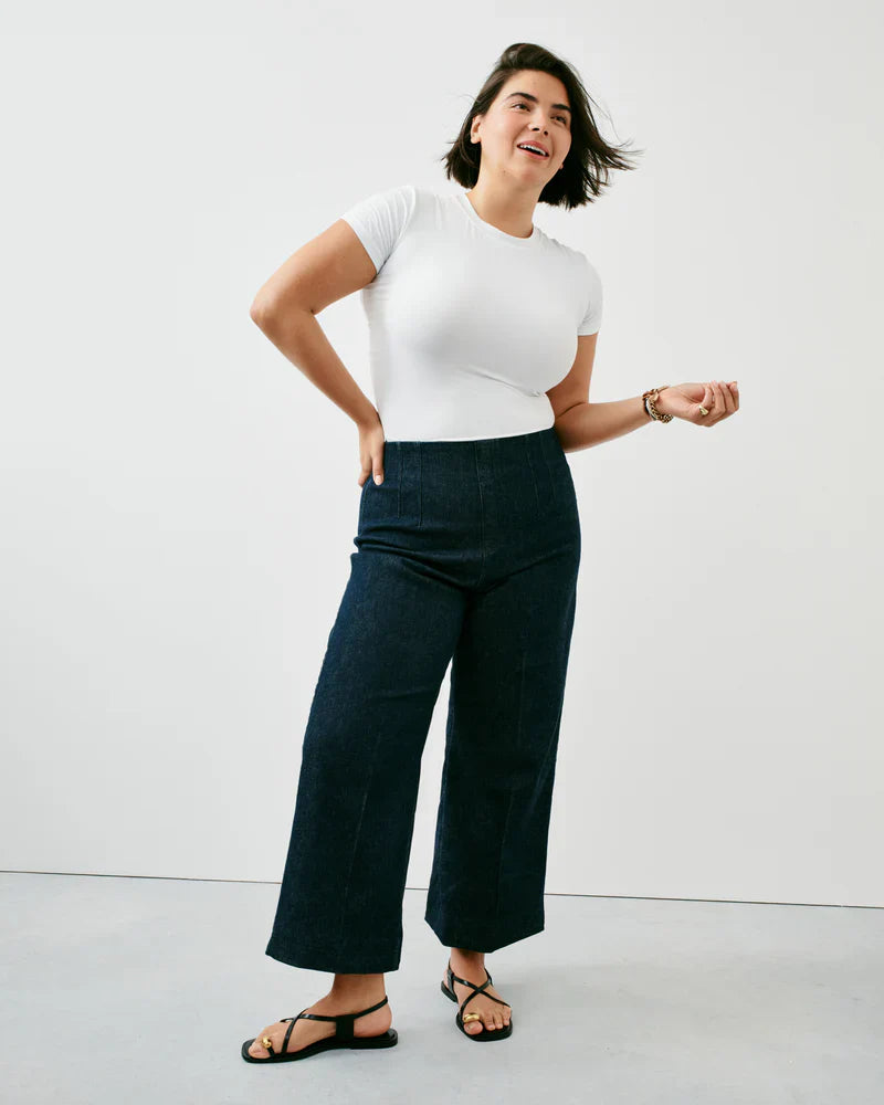 Zero Waistband Cropped Wide Leg Jeans