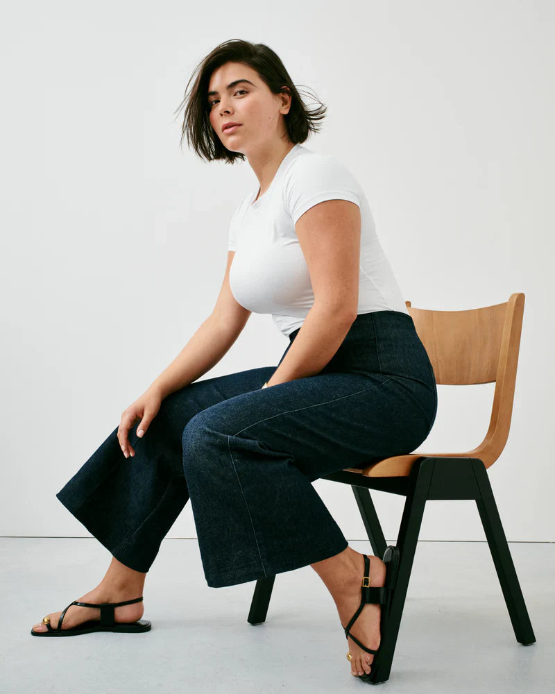 Zero Waistband Cropped Wide Leg Jeans