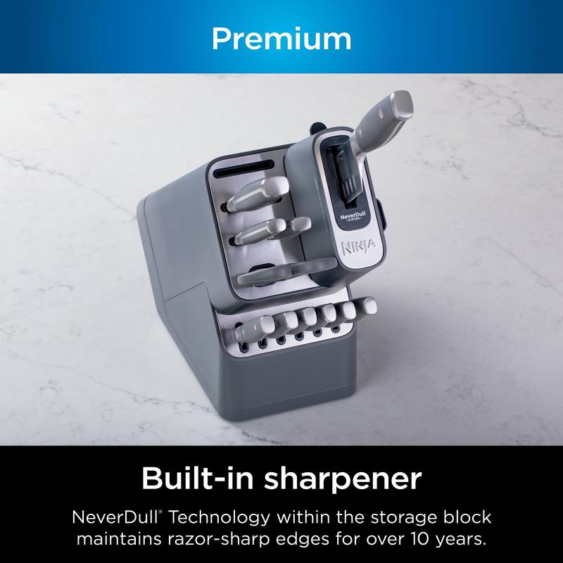 NeverDull Premium 12-Piece German Stainless Steel Knife System with Built-in Sharpener K32012 Kitchen Cutting