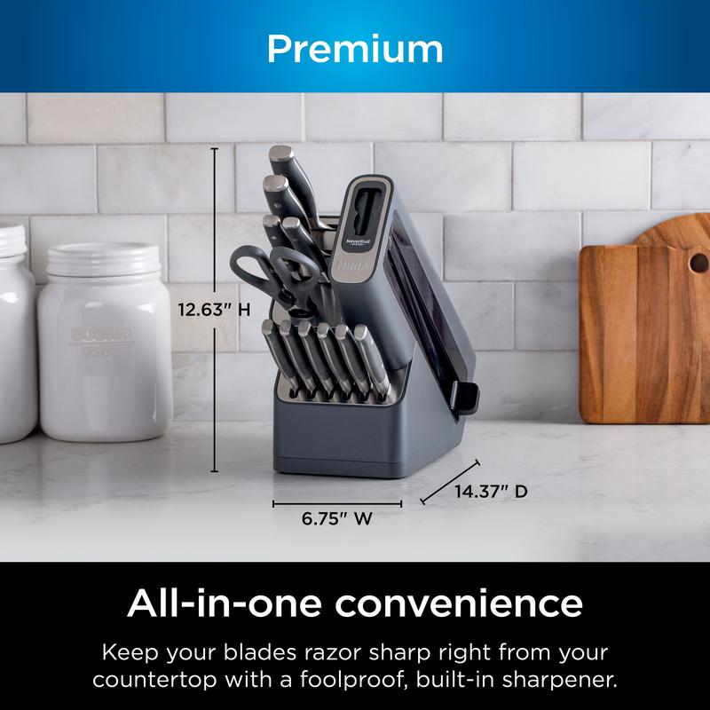NeverDull Premium 12-Piece German Stainless Steel Knife System with Built-in Sharpener K32012 Kitchen Cutting